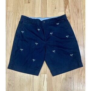 Brooks Brothers Navy Embroidered Tennis Racket Chino Shorts W36 Preppy blokecore